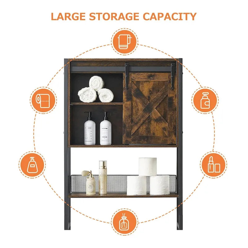 Mueble de almacenamiento sobre el inodoro con puerta corrediza