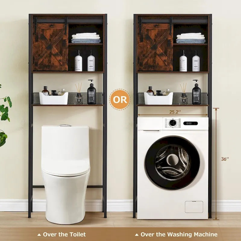 Mueble de almacenamiento sobre el inodoro con puerta corrediza