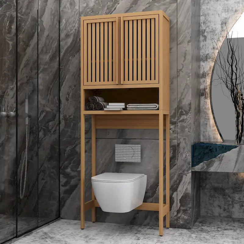 Freistehendes Bambus-Toilettenregal in natürlicher Ausführung