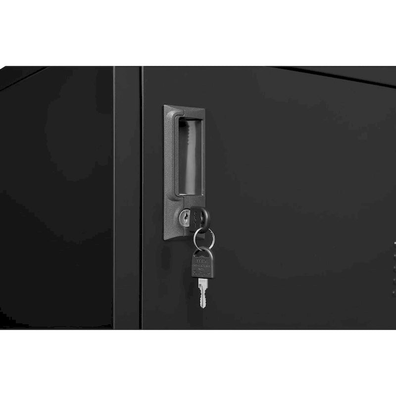Taquilla de almacenamiento de acero negra con 9 puertas y ranuras para tarjetas